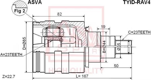 ASVA TYID-RAV4 - Шарнирный комплект, ШРУС, приводной вал autospares.lv