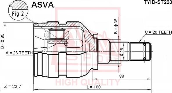 ASVA TYID-ST220 - Шарнирный комплект, ШРУС, приводной вал autospares.lv