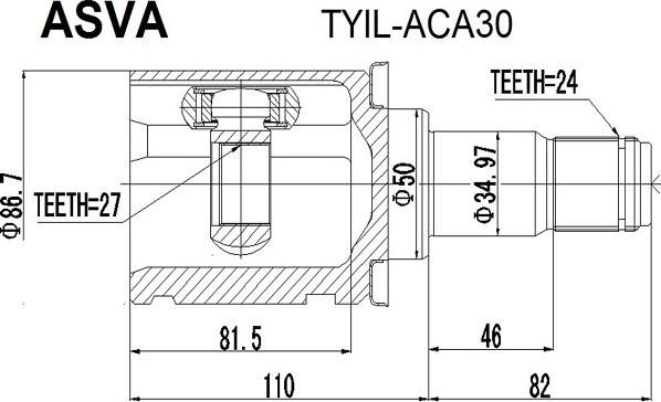 ASVA TYIL-ACA30 - Шарнирный комплект, ШРУС, приводной вал autospares.lv