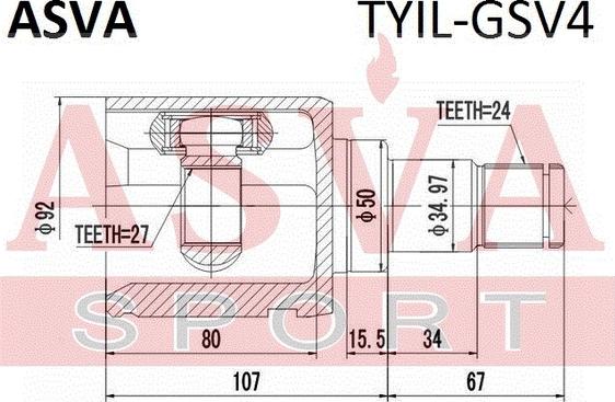 ASVA TYIL-GSV4 - Шарнирный комплект, ШРУС, приводной вал autospares.lv