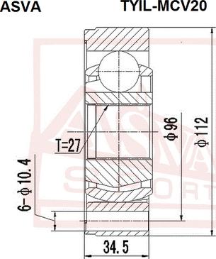 ASVA TYIL-MCV20 - Шарнирный комплект, ШРУС, приводной вал autospares.lv