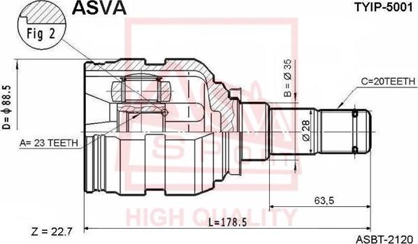 ASVA TYIP-5001 - Шарнирный комплект, ШРУС, приводной вал autospares.lv