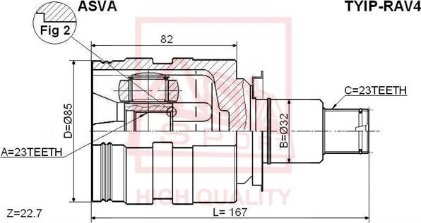 ASVA TYIP-RAV4 - Шарнирный комплект, ШРУС, приводной вал autospares.lv