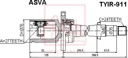 ASVA TYIR-911 - Шарнирный комплект, ШРУС, приводной вал autospares.lv