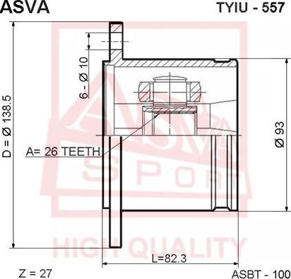 ASVA TYIU-557 - Шарнирный комплект, ШРУС, приводной вал autospares.lv