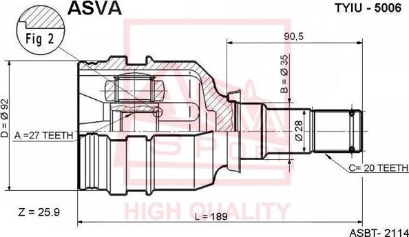 ASVA TYIU-5006 - Шарнирный комплект, ШРУС, приводной вал autospares.lv