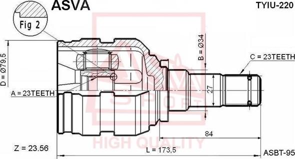 ASVA TYIU-220 - Шарнирный комплект, ШРУС, приводной вал autospares.lv