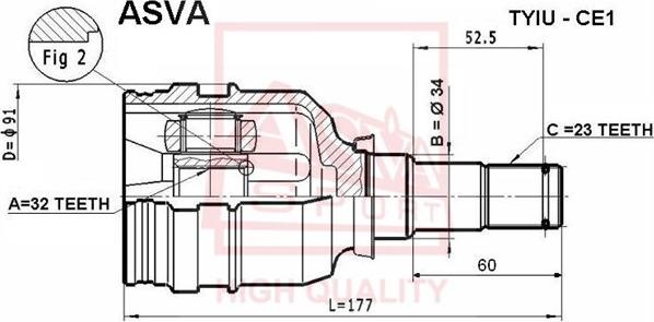 ASVA TYIU-CE1 - Шарнирный комплект, ШРУС, приводной вал autospares.lv