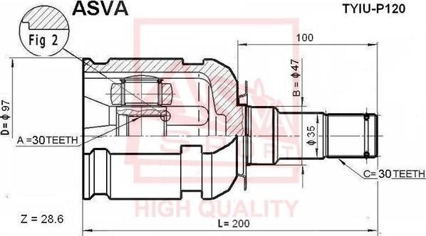 ASVA TYIU-P120 - Шарнирный комплект, ШРУС, приводной вал autospares.lv