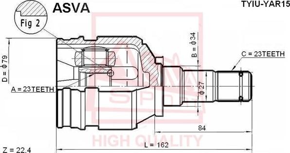 ASVA TYIU-YAR15 - Шарнирный комплект, ШРУС, приводной вал autospares.lv