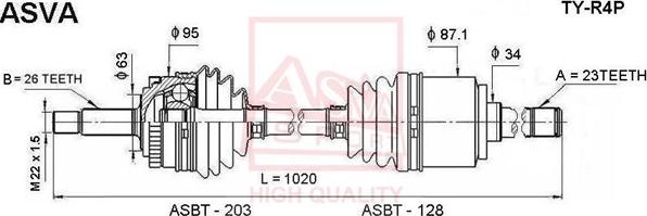 ASVA TY-R4P - Приводной вал autospares.lv