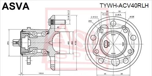 ASVA TYWH-ACV40RLH - Ступица колеса, поворотный кулак autospares.lv