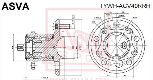 ASVA TYWH-ACV40RRH - Ступица колеса, поворотный кулак autospares.lv