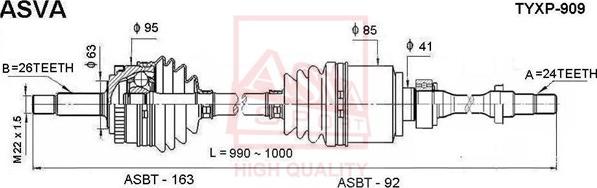 ASVA TYXP-909 - Приводной вал autospares.lv