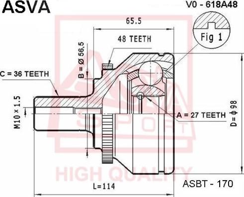 ASVA VO-618A48 - Шарнирный комплект, ШРУС, приводной вал autospares.lv