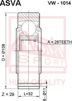 ASVA VW-1014 - Шарнирный комплект, ШРУС, приводной вал autospares.lv