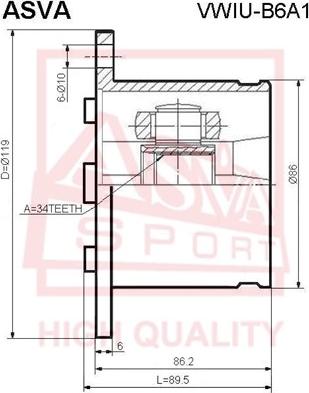 ASVA VWIU-B6A1 - Шарнирный комплект, ШРУС, приводной вал autospares.lv