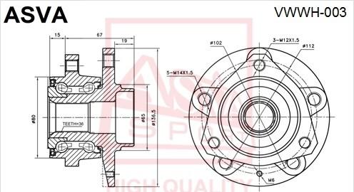 ASVA VWWH-003 - Ступица колеса, поворотный кулак autospares.lv