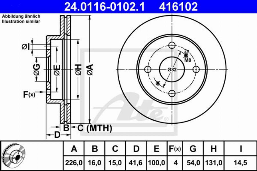 ATE 416102 - Тормозной диск autospares.lv