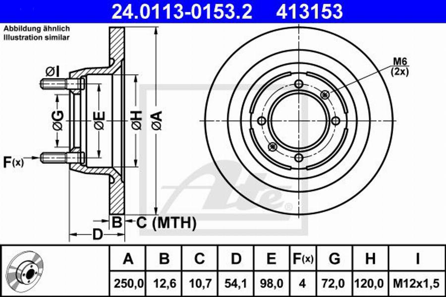 ATE 413153 - Тормозной диск autospares.lv