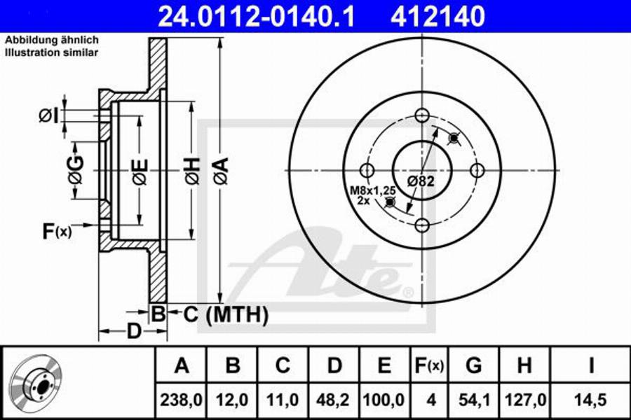 ATE 412140 - Тормозной диск autospares.lv