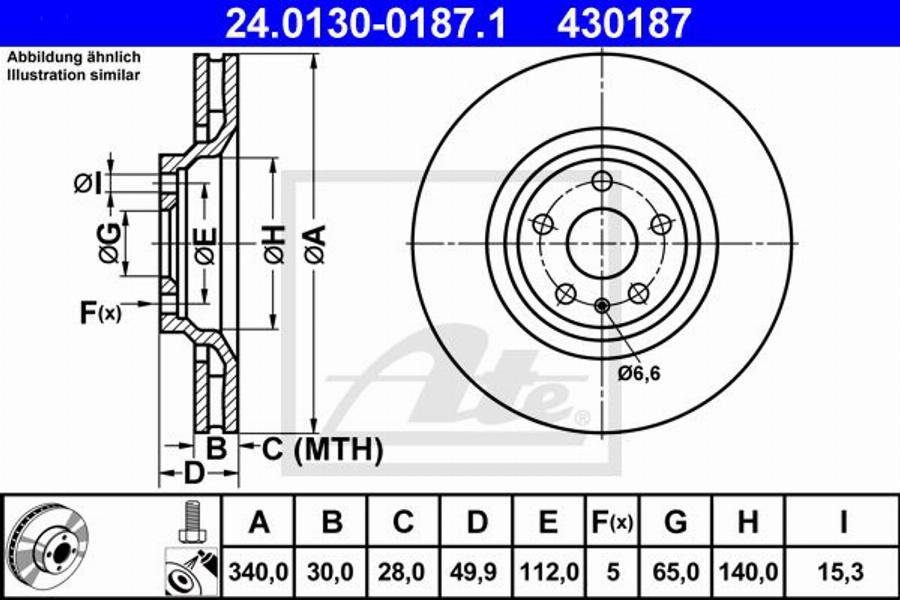 ATE 430187 - Тормозной диск autospares.lv