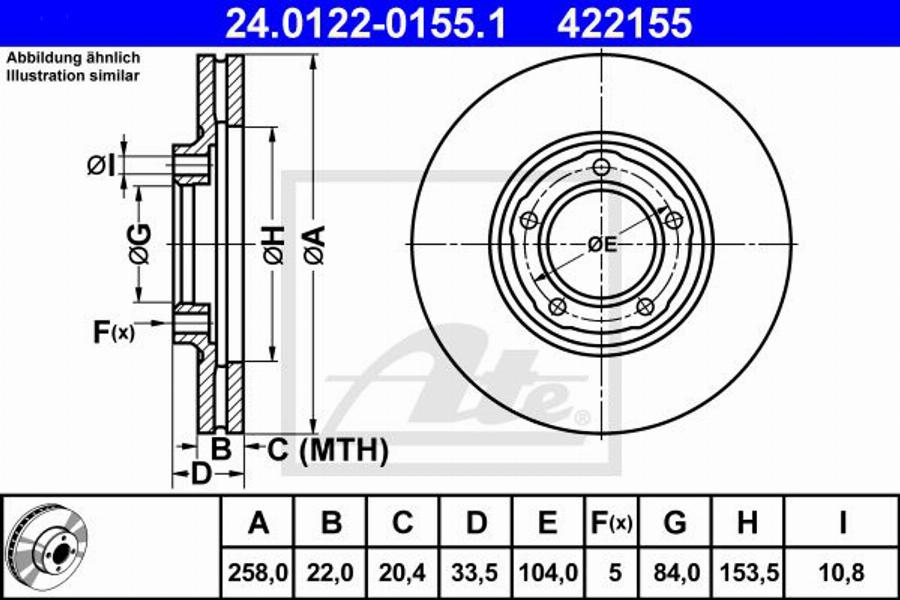 ATE 422155 - Тормозной диск autospares.lv