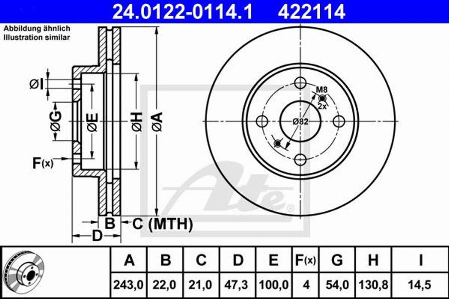 ATE 422114 - Тормозной диск autospares.lv