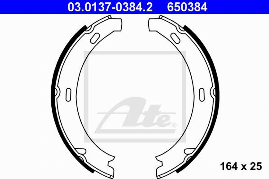 ATE 650384 - Комплект тормозов, ручник, парковка autospares.lv