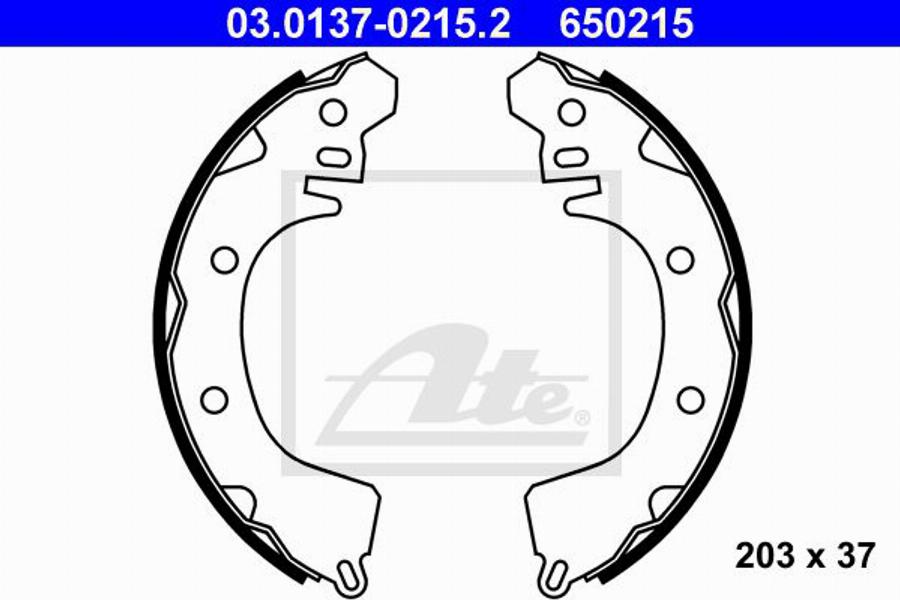 ATE 650215 - Комплект тормозных колодок, барабанные autospares.lv