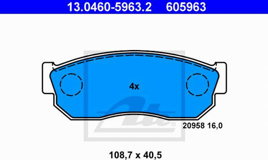 ATE 605963 - Тормозные колодки, дисковые, комплект autospares.lv