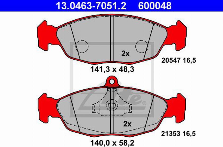 ATE 600048 - Тормозные колодки, дисковые, комплект autospares.lv