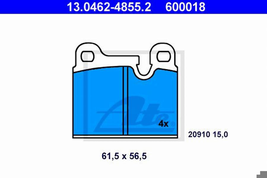 ATE 600018 - Тормозные колодки, дисковые, комплект autospares.lv