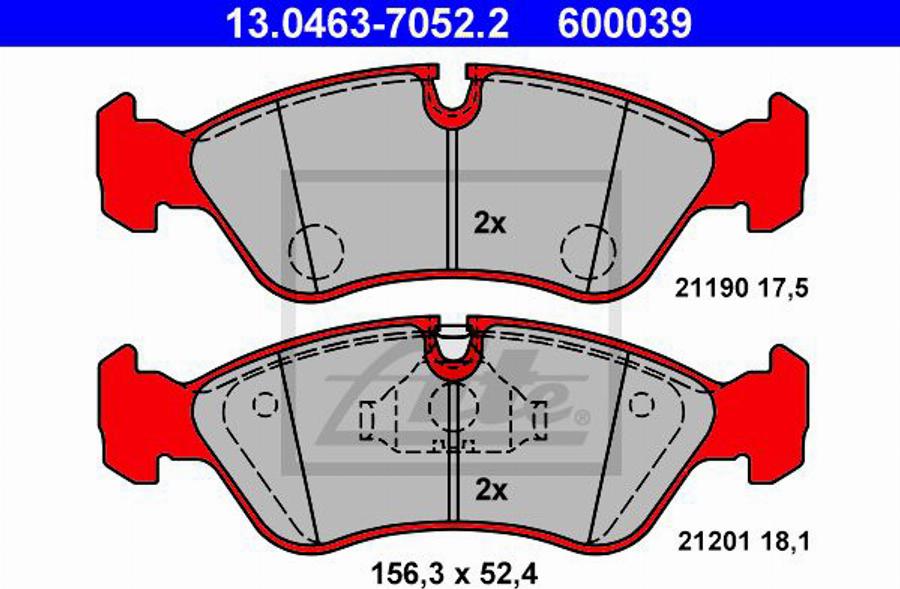 ATE 600039 - Тормозные колодки, дисковые, комплект autospares.lv