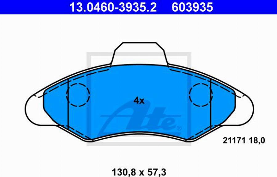 ATE 603935 - Тормозные колодки, дисковые, комплект autospares.lv