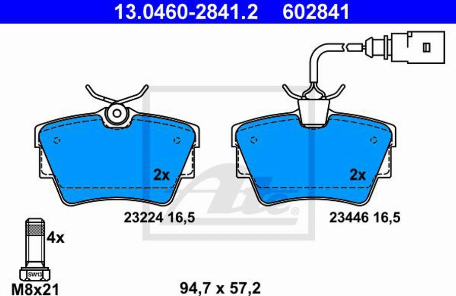 ATE 602841 - Тормозные колодки, дисковые, комплект autospares.lv