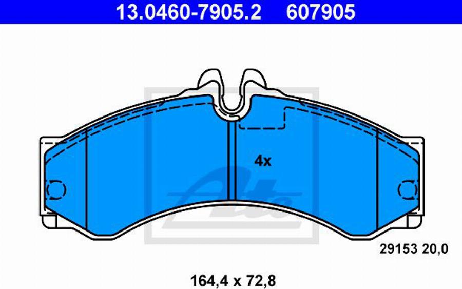 ATE 607905 - Тормозные колодки, дисковые, комплект autospares.lv