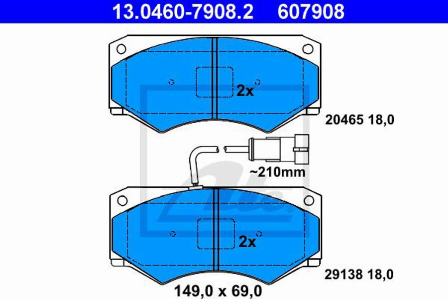 ATE 607908 - Тормозные колодки, дисковые, комплект autospares.lv