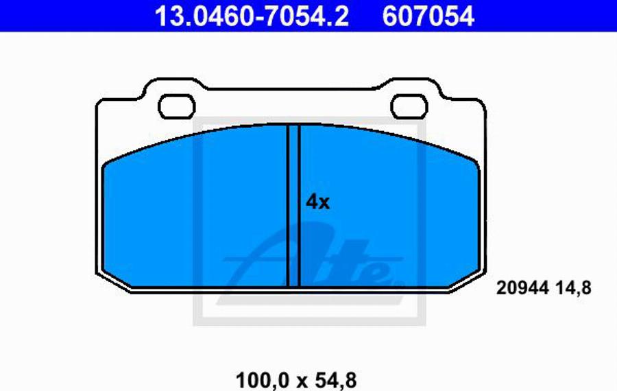 ATE 607054 - Тормозные колодки, дисковые, комплект autospares.lv