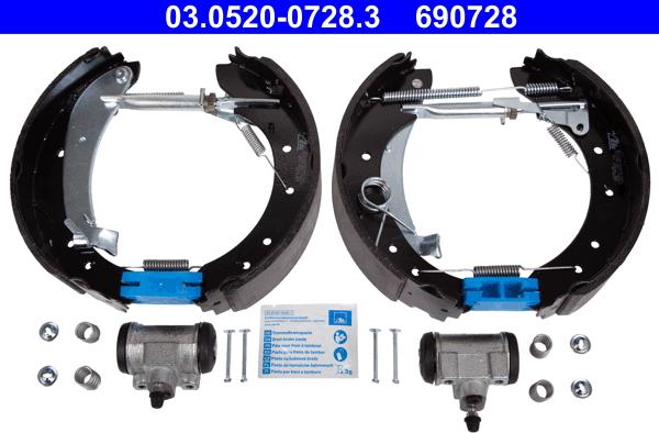 ATE 03.0520-0728.3 - Комплект тормозных колодок, барабанные autospares.lv