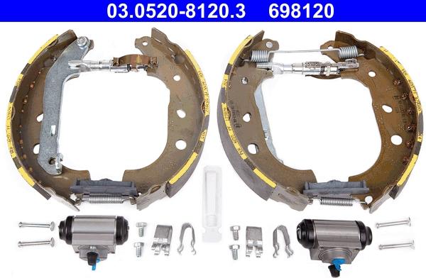 ATE 03.0520-8120.3 - Комплект тормозных колодок, барабанные autospares.lv