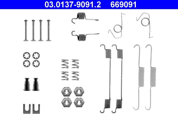 ATE 03.0137-9091.2 - Комплектующие, барабанный тормозной механизм autospares.lv