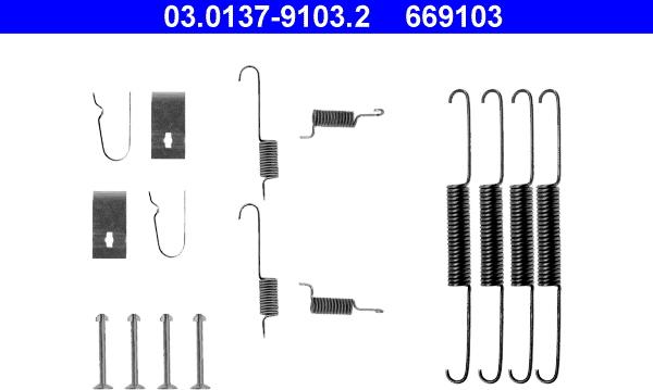 ATE 03.0137-9103.2 - Комплектующие, барабанный тормозной механизм autospares.lv