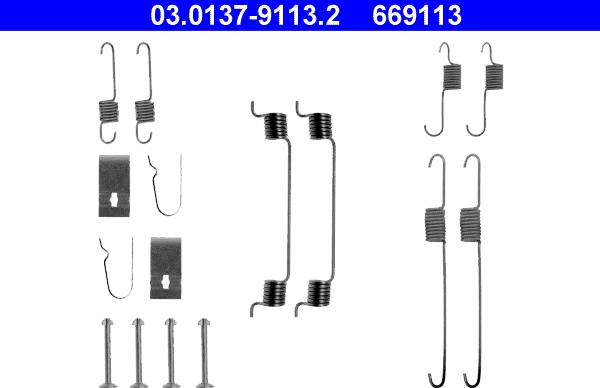 ATE 03.0137-9113.2 - Комплектующие, барабанный тормозной механизм autospares.lv