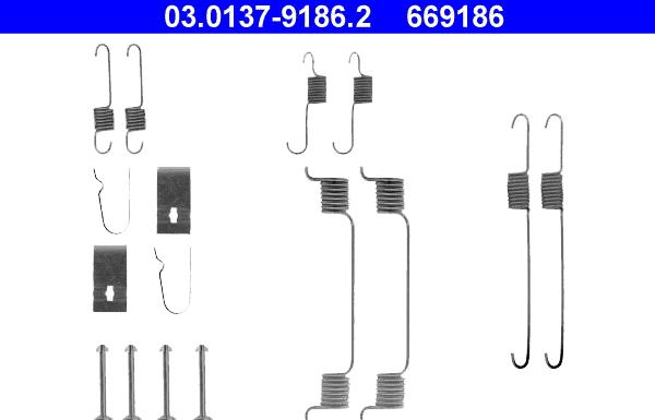 ATE 03.0137-9186.2 - Комплектующие, барабанный тормозной механизм autospares.lv