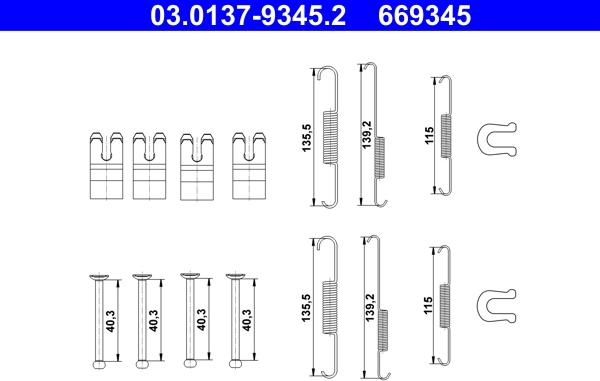 ATE 03.0137-9345.2 - Комплектующие, барабанный тормозной механизм autospares.lv