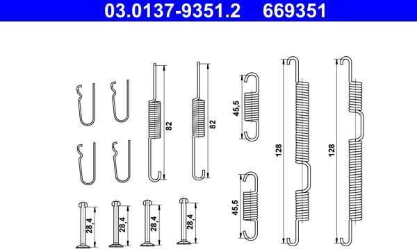 ATE 03.0137-9351.2 - Комплектующие, барабанный тормозной механизм autospares.lv