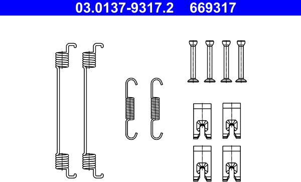 ATE 03.0137-9317.2 - Комплектующие, барабанный тормозной механизм autospares.lv