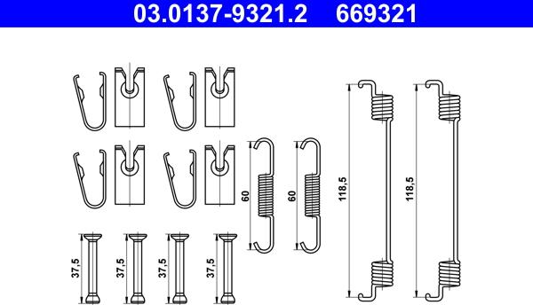 ATE 03.0137-9321.2 - Комплектующие, барабанный тормозной механизм autospares.lv