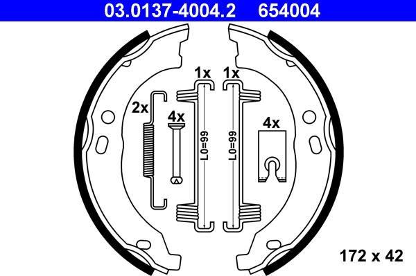 ATE 03.0137-4004.2 - Комплект тормозов, ручник, парковка autospares.lv